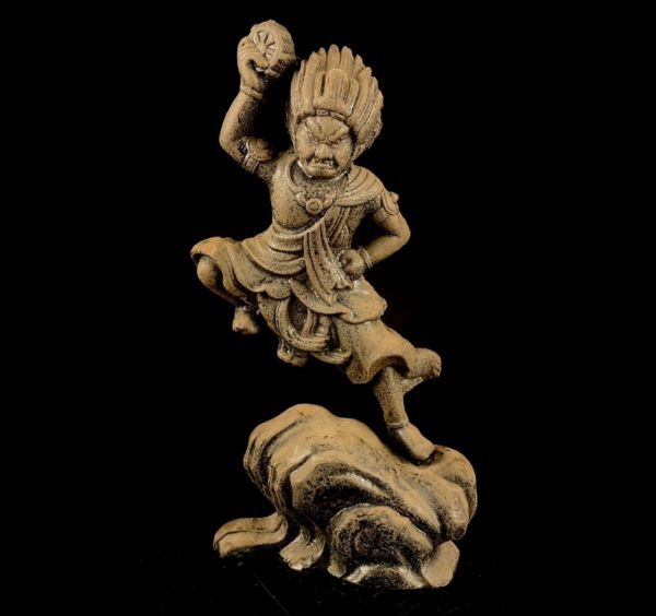 Zaō Gongen Stone Guardian Deity | Edo Period Shugendō Mountain Icon | Wrathful Gongen Sculpture