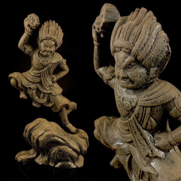 Zaō Gongen Stone Guardian Deity | Edo Period Shugendō Mountain Icon | Wrathful Gongen Sculpture