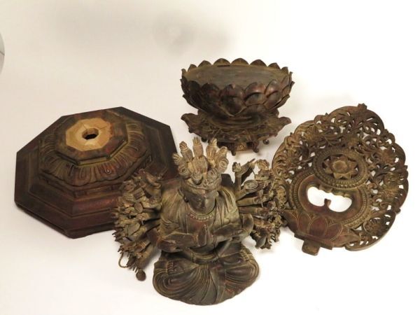 Edo Period Style Yosegi Wood Seated Senju Kannon — Large 63 cm Buddhist Statue