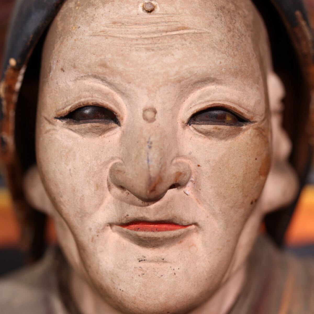 Edo Period Wooden Portrait of Tenkai Sojo Buddhist Monk Priest Statue Sculpture