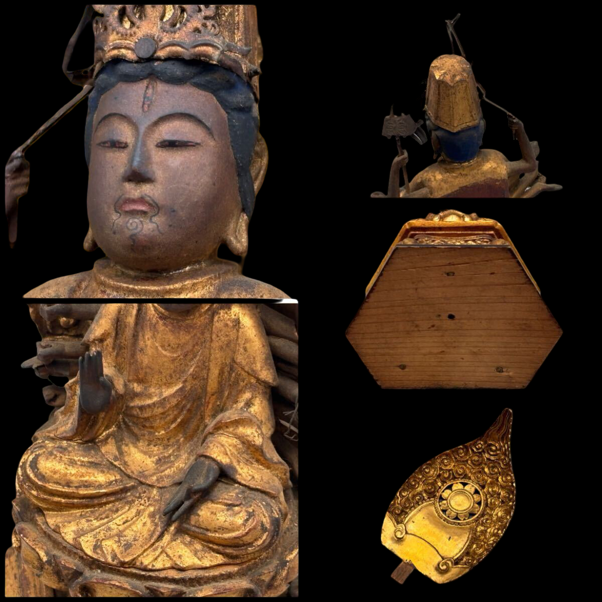 Edo Period Yakushi Nyorai Triad | Gilt & Polychrome Wooden Buddhist Sculptures | Healing Buddha with Nikko & Gakko