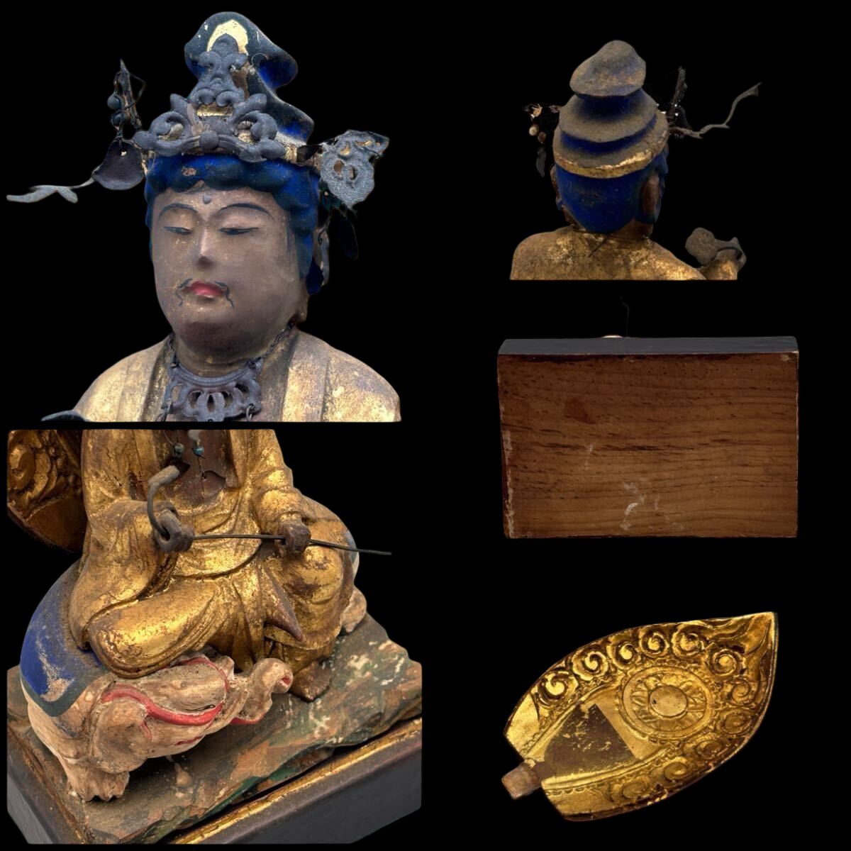 Edo Period Yakushi Nyorai Triad | Gilt & Polychrome Wooden Buddhist Sculptures | Healing Buddha with Nikko & Gakko