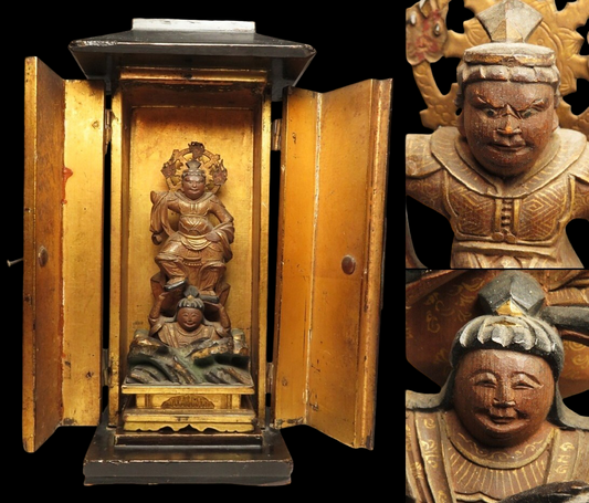 Edo–Meiji Portable Zushi Shrine — Bishamonten Guardian Deity (Vaiśravaṇa)