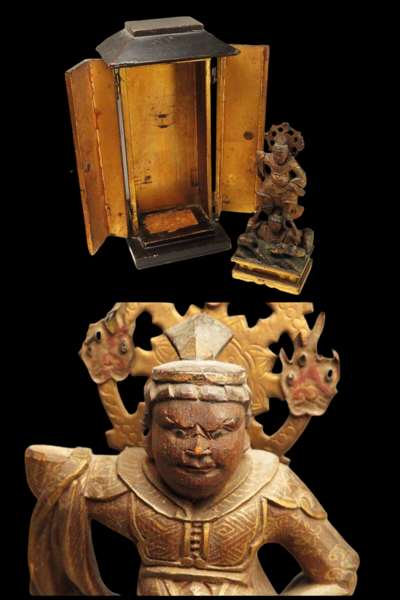 Edo–Meiji Portable Zushi Shrine — Bishamonten Guardian Deity (Vaiśravaṇa)