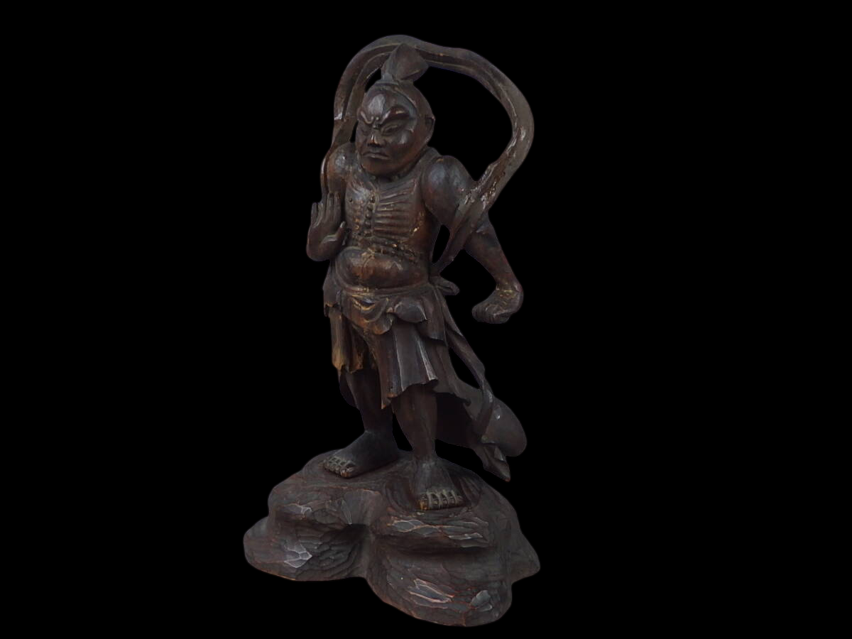 Edo‑Period Wooden Niō Guardians (Agyō & Ungyō) — Paired Temple Protectors, Dynamic Carving, Late Edo–Meiji Transition