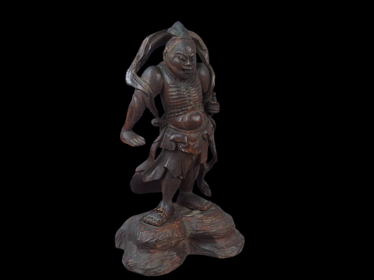 Edo‑Period Wooden Niō Guardians (Agyō & Ungyō) — Paired Temple Protectors, Dynamic Carving, Late Edo–Meiji Transition