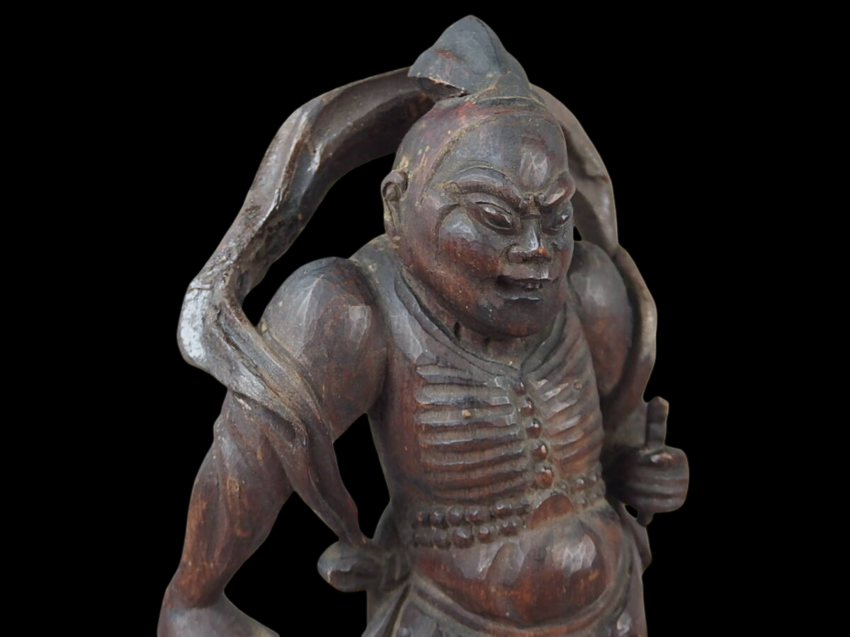 Edo‑Period Wooden Niō Guardians (Agyō & Ungyō) — Paired Temple Protectors, Dynamic Carving, Late Edo–Meiji Transition