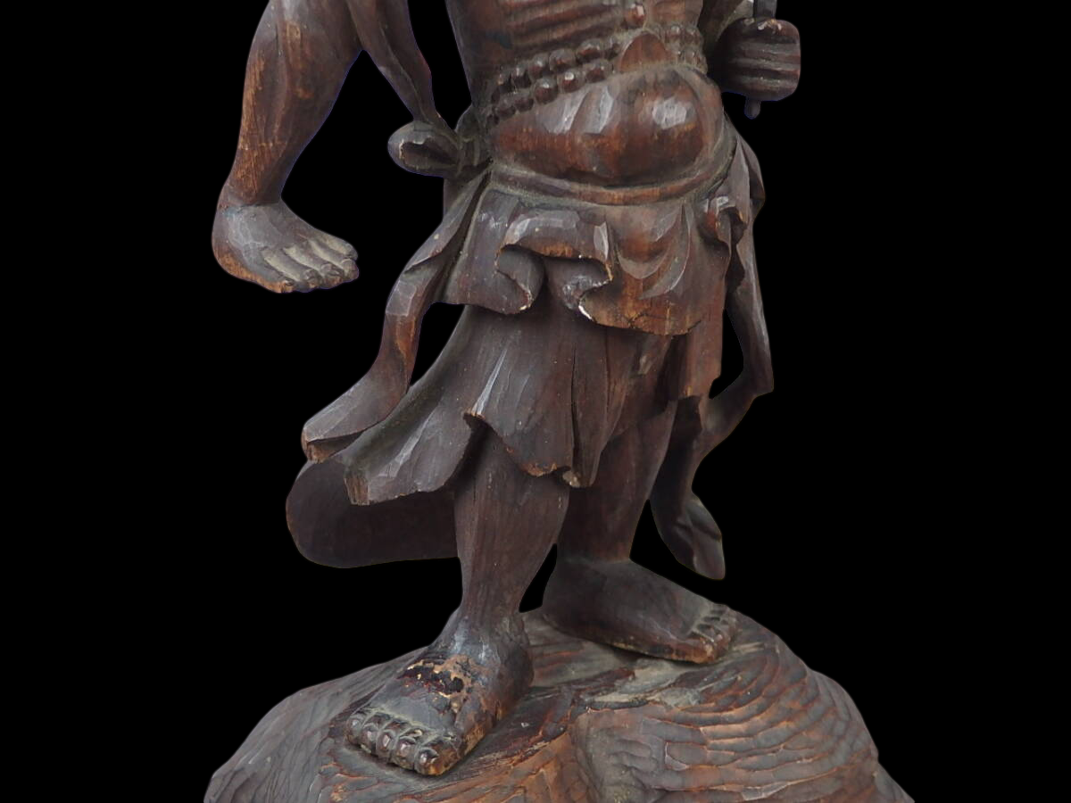 Edo‑Period Wooden Niō Guardians (Agyō & Ungyō) — Paired Temple Protectors, Dynamic Carving, Late Edo–Meiji Transition