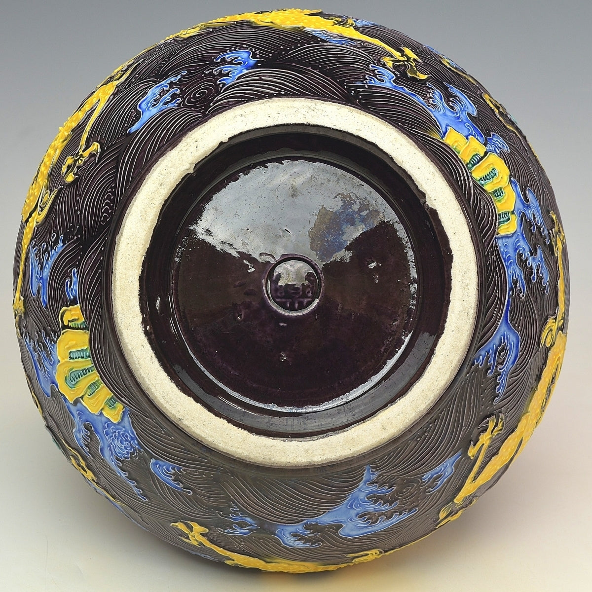 Exquisite Eiraku Zengoro XIV (Myosen) Purple Kochi Dragon & Phoenix Vase — Signed Tomobako — 26 cm Kyoto Ware Masterpiece