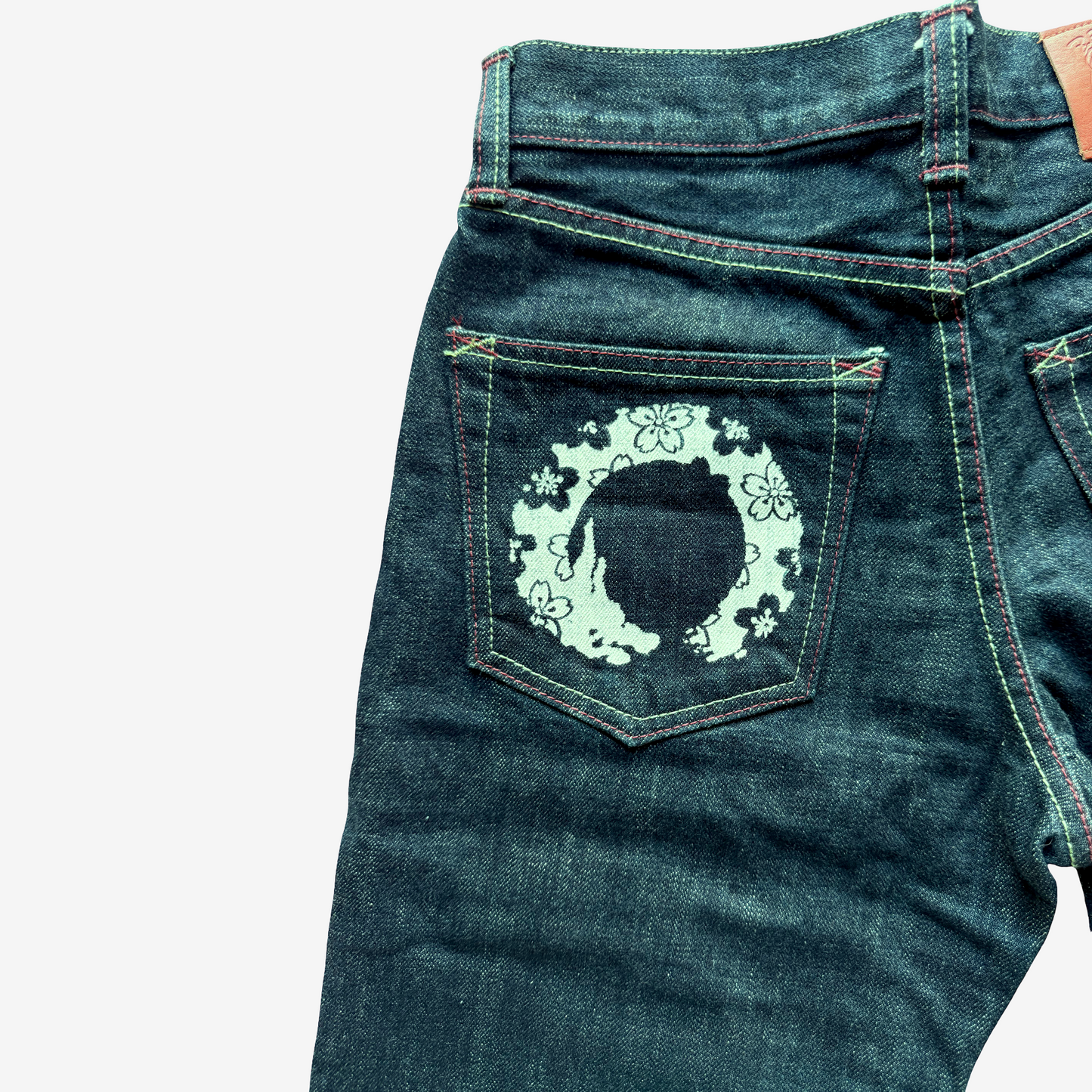 Zen by Kyoto Premium Hand-Painted Koi Carp Selvedge Denim Jeans | Japanese Artisan Denim | Zen Original Indigo Jeans | W30