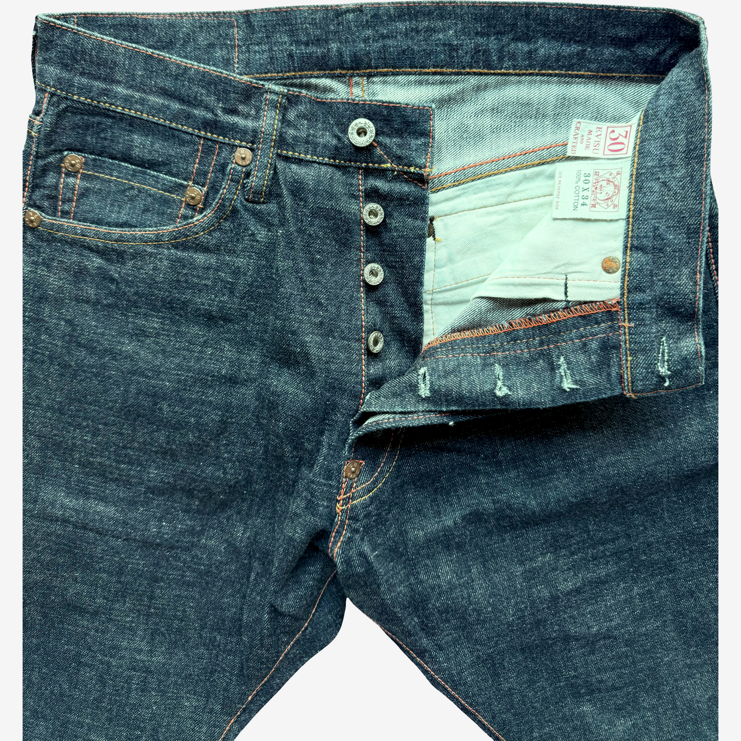 Vintage EVISU Paris No.1460 Daicock Jeans 30x34 Actual L28 Pink Big Seagull Kamon Y2K Denim