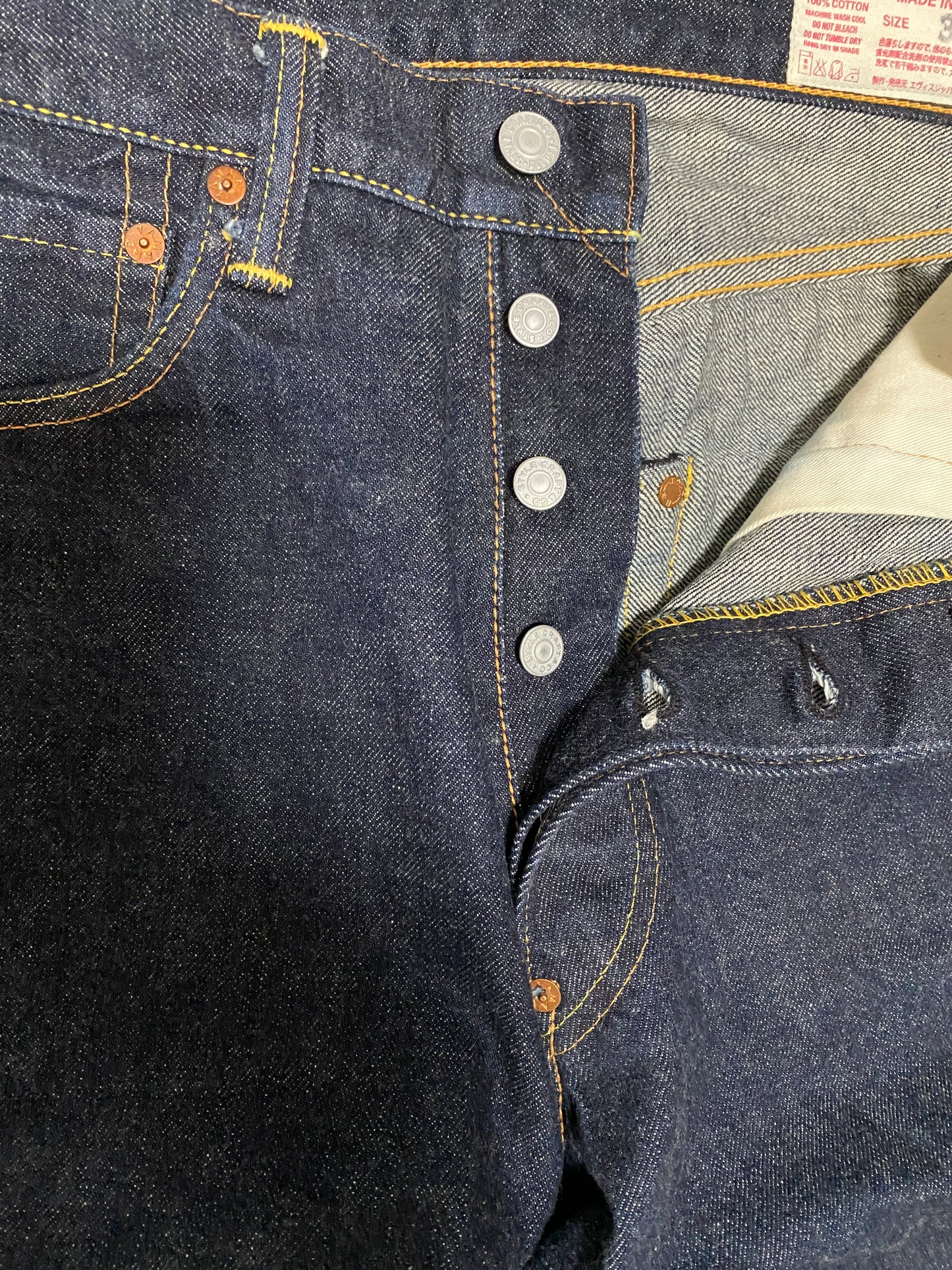 Vintage Evisu No.2 Selvedge Jeans Big RED Painted Seagull | Made in Japan Raw Denim | W31 × L35 Heritage Denim