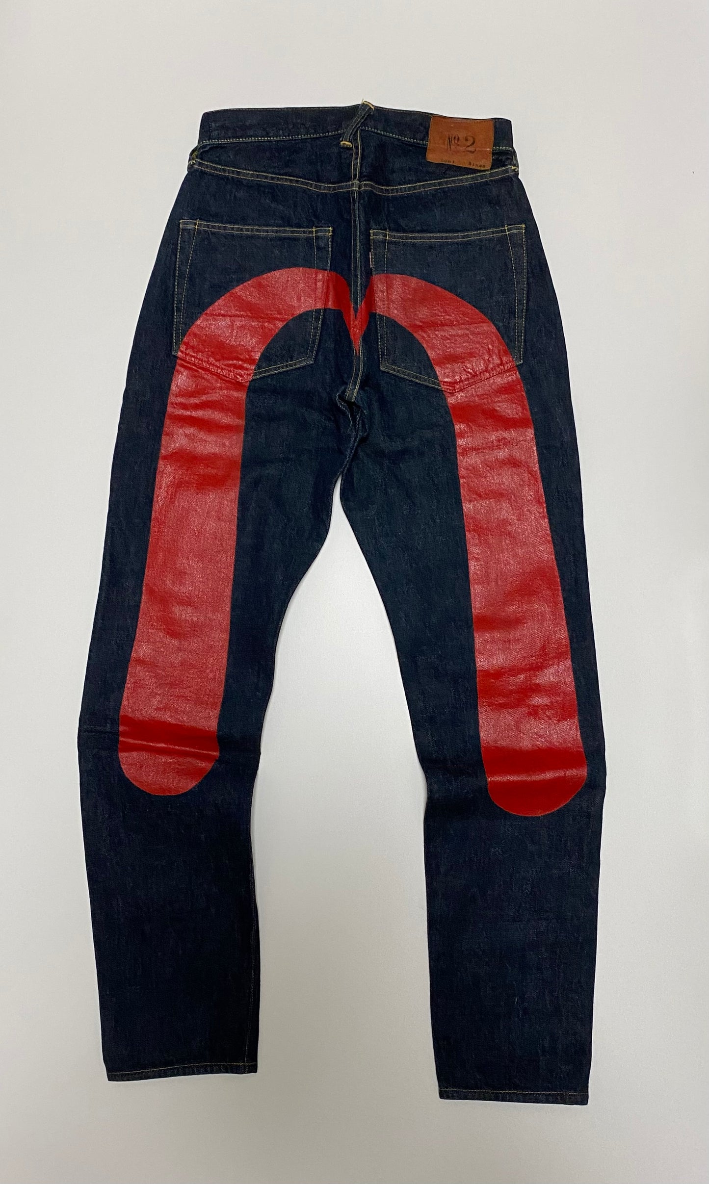 Vintage Evisu No.2 Selvedge Jeans Big RED Painted Seagull | Made in Japan Raw Denim | W31 × L35 Heritage Denim
