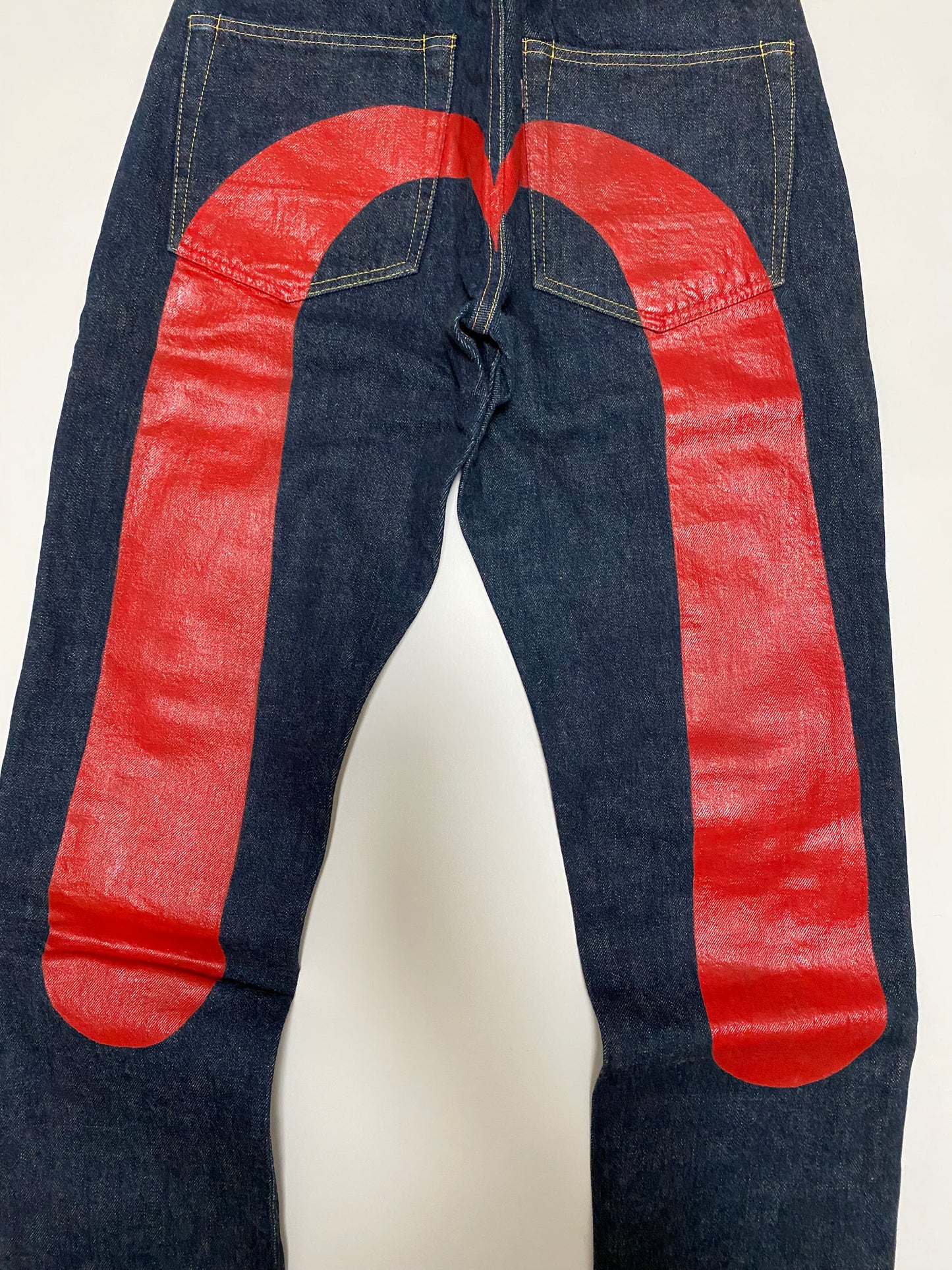Vintage Evisu No.2 Selvedge Jeans Big RED Painted Seagull | Made in Japan Raw Denim | W31 × L35 Heritage Denim
