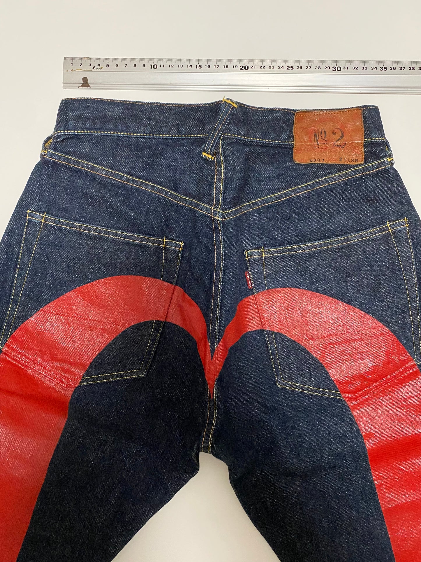 Vintage Evisu No.2 Selvedge Jeans Big RED Painted Seagull | Made in Japan Raw Denim | W31 × L35 Heritage Denim