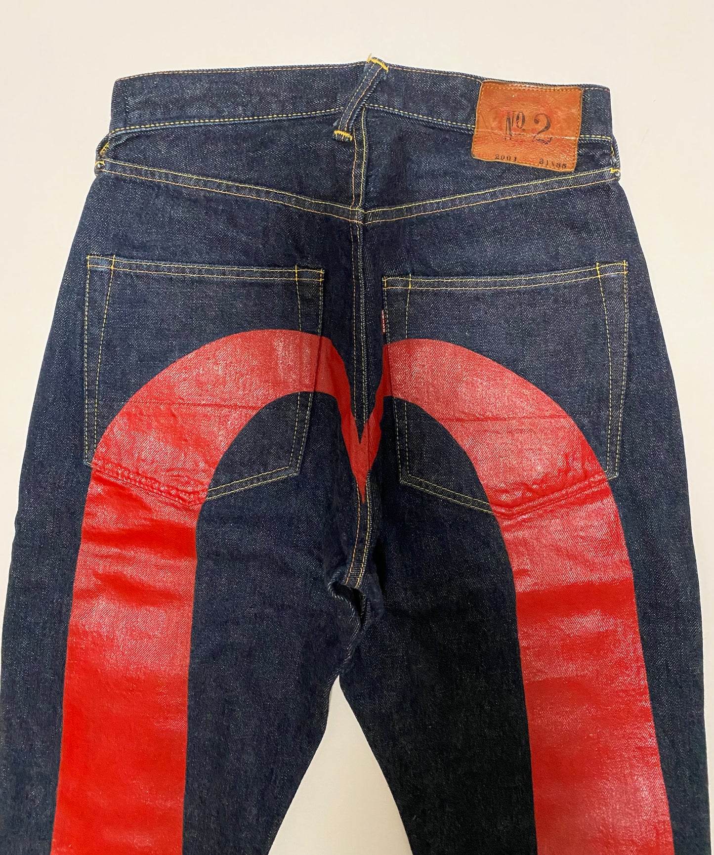 Vintage Evisu No.2 Selvedge Jeans Big RED Painted Seagull | Made in Japan Raw Denim | W31 × L35 Heritage Denim