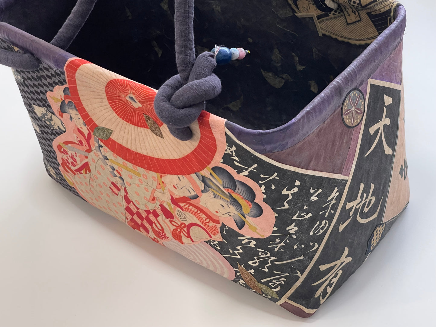 Handmade Japanese Kago Bag Ukiyoe Design