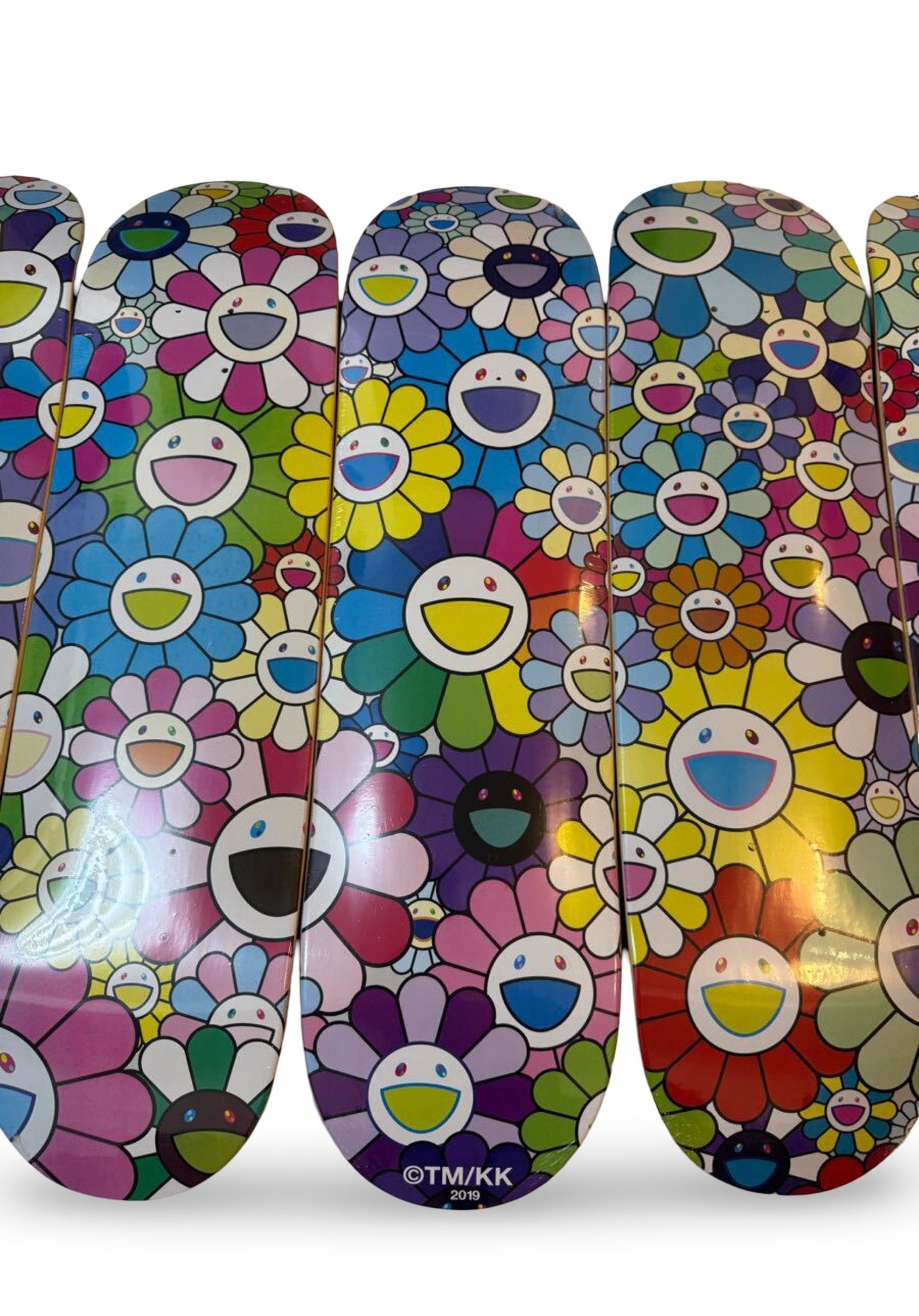 Takashi Murakami 2019 Flower Skateboard Deck Set (5pcs) Kaikai Kiki Tonari no Zingaro Superflat Rainbow Smile Limited Art Boards