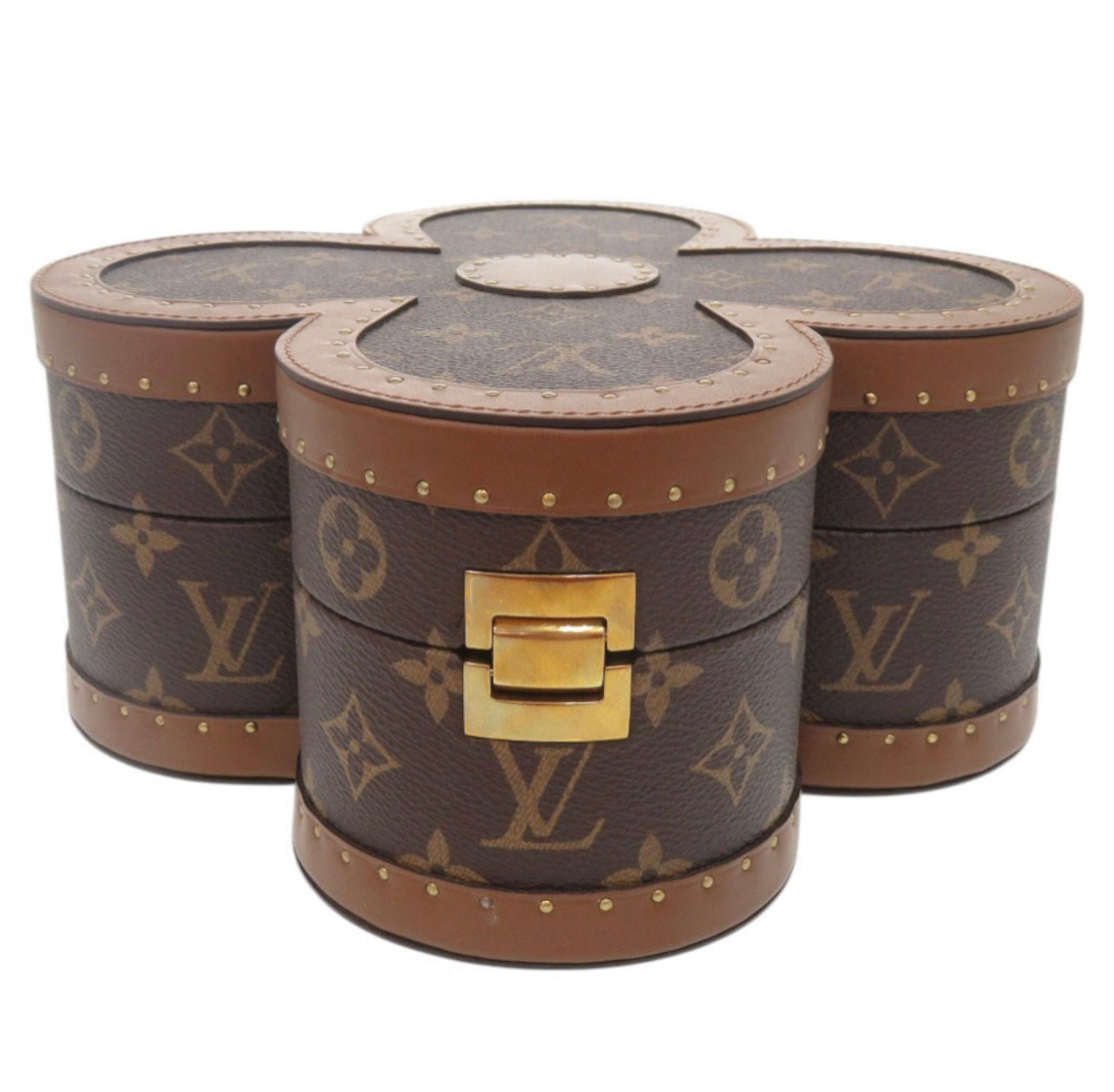 Louis Vuitton Blooming Flower Jewelry Box M11117 Monogram Canvas Brown Gold Hardware Rare Collectible Trunk-Style Case Unused S-Rank