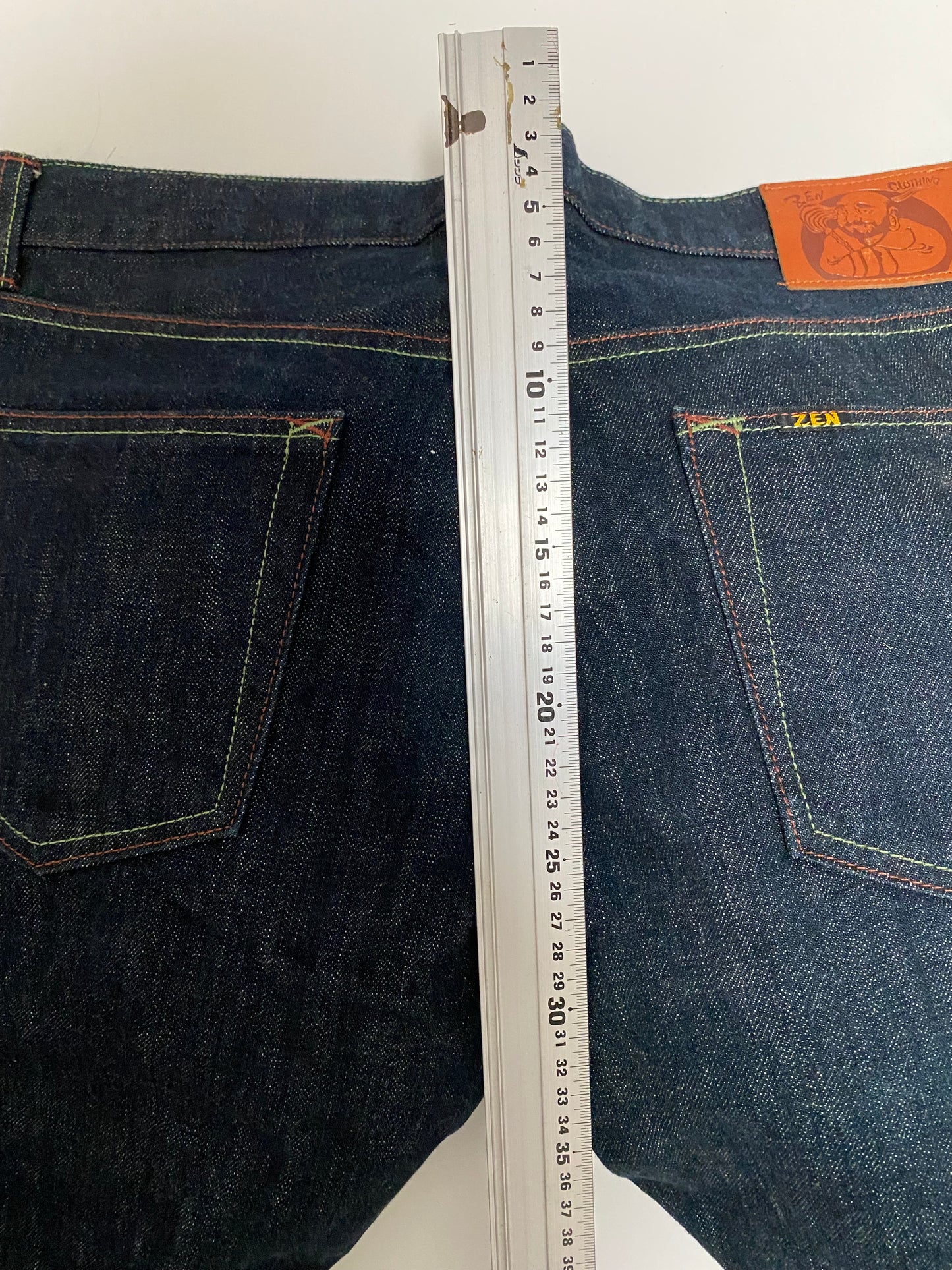 Vintage ZEN Premium Japanese Oni Shishi Hand Painted Art Denim Jeans | Made in Japan | Buddhist Guardian Yokai Streetwear