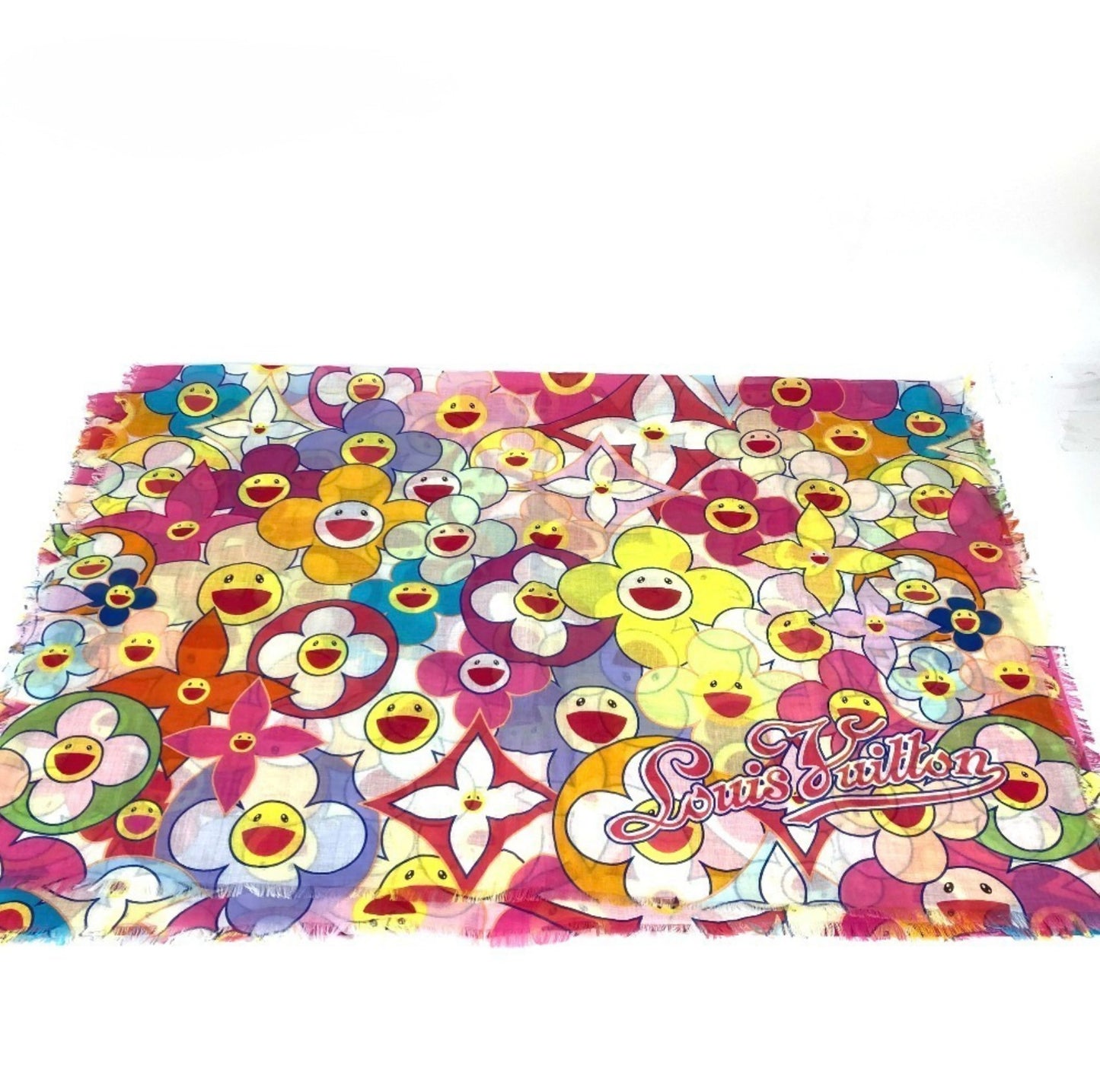 Louis Vuitton × Takashi Murakami Cosmic Blossom Pareo M72515 Pink Multicolor LV Flower Shawl Rare Collector Art Scarf