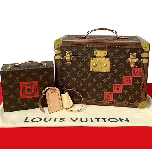 Louis Vuitton Monogram × Ichikawa Ebizō Faure Machine Makeup Trunk 2004 Set | Collector Hard Case Vanity Kabuki Red Crest LV Trunk