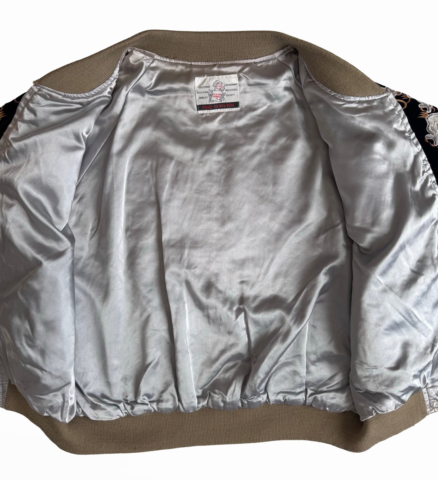 Vintage Velvet Sukajan Jacket – White Dragon Embroidery Tokyo Japan | Hand-Stitched Wagara Dragon Bomber | Rare Japanese Collectible