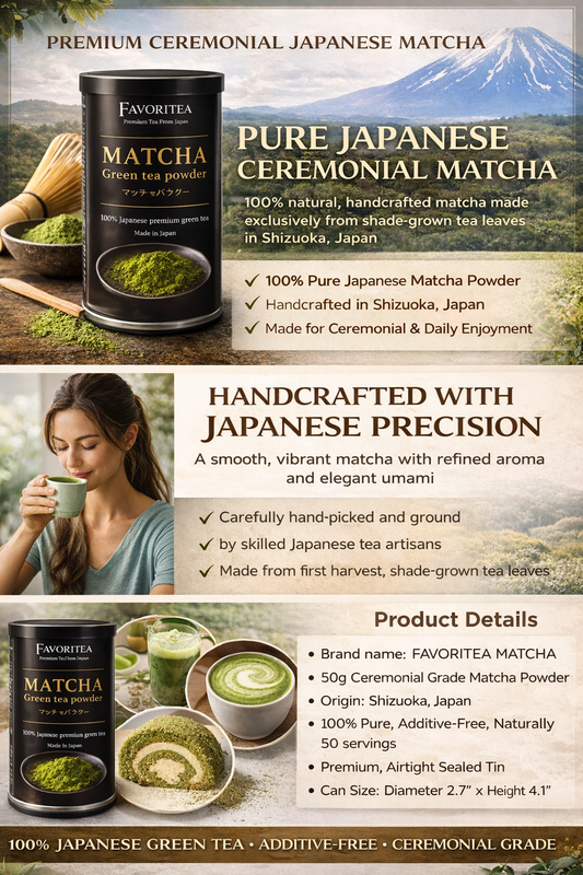 Premium Japanese Green Tea Ceremonial Matcha Powder 50g Tin |  Shizuoka Japan Origin