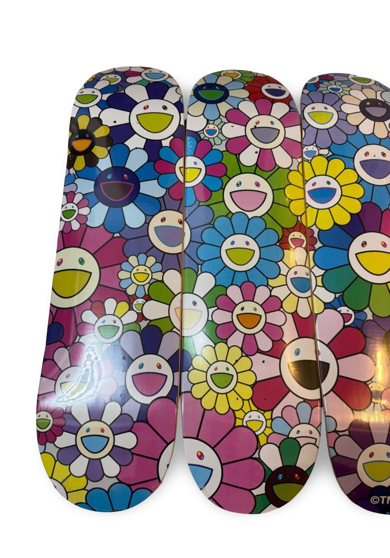 Takashi Murakami 2019 Flower Skateboard Deck Set (5pcs) Kaikai Kiki Tonari no Zingaro Superflat Rainbow Smile Limited Art Boards