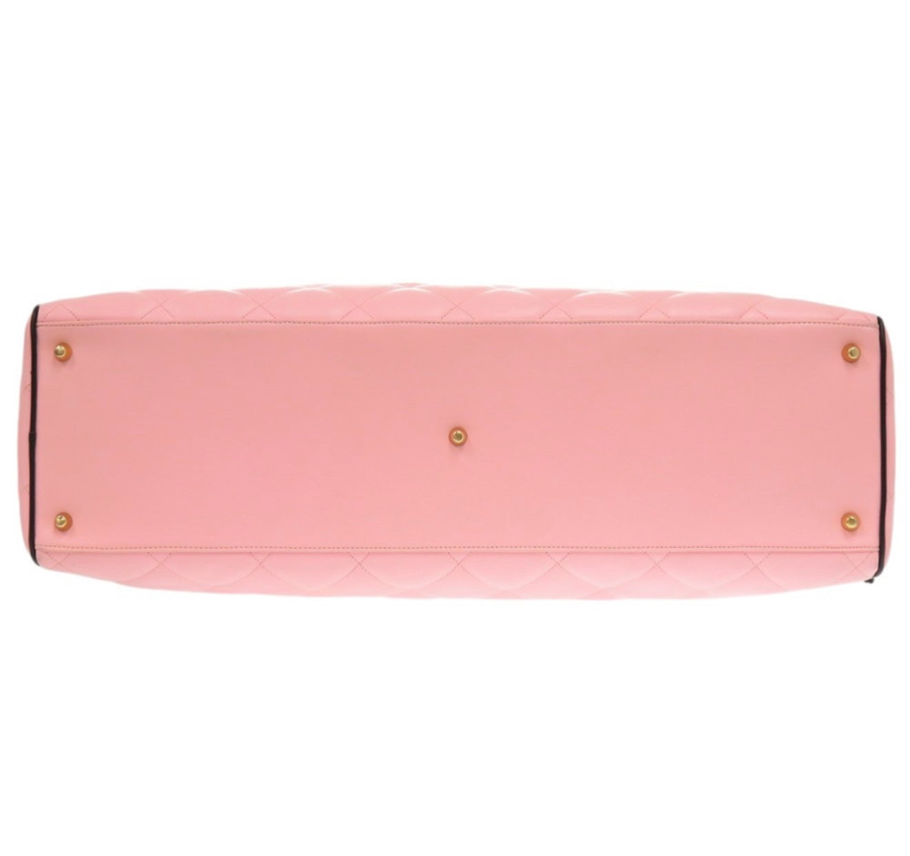 CHANEL Matelassé Pink Lambskin Boston Bag Large Logo 0475 – Rare Oversized Travel Bag Gold Hardware – Complete Set