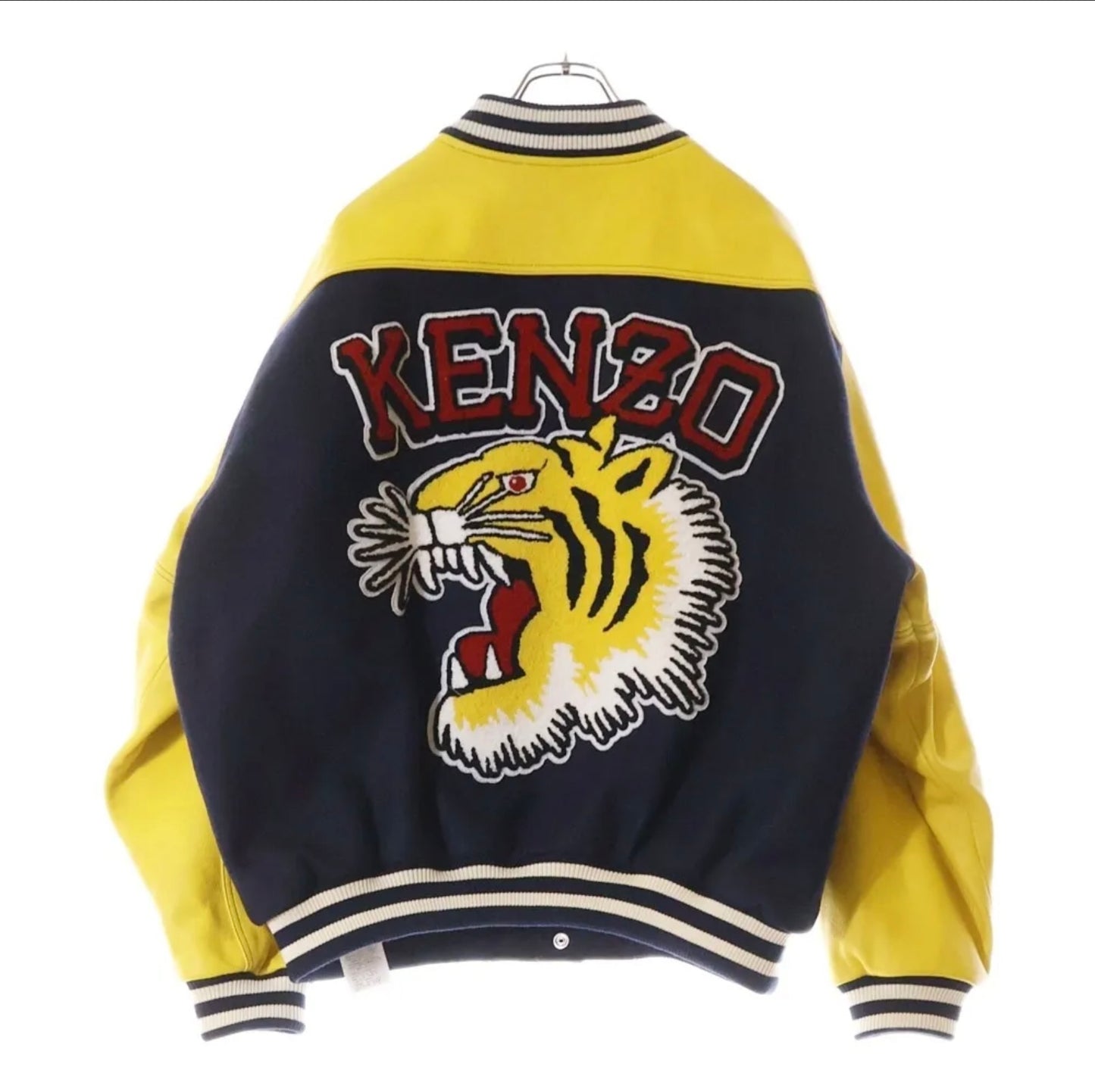 KENZO Paris Vintage Varsity Jacket – Tiger Back Embroidery – Navy & Yellow