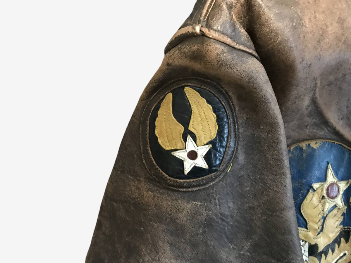Flowers McColgan A-2 Flight Jacket Size 40 USA Made Leather Blood Chit Flying Tigers TALON Vintage Repro