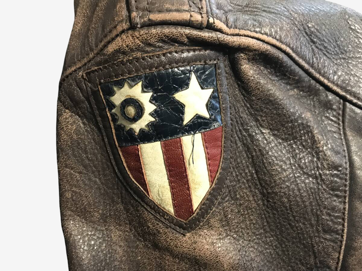 Flowers McColgan A-2 Flight Jacket Size 40 USA Made Leather Blood Chit Flying Tigers TALON Vintage Repro