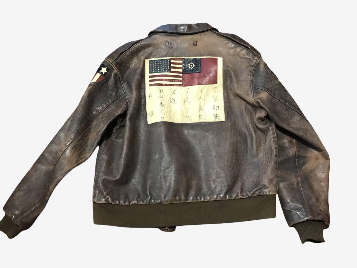 Flowers McColgan A-2 Flight Jacket Size 40 USA Made Leather Blood Chit Flying Tigers TALON Vintage Repro