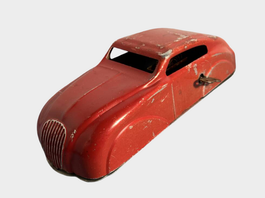 Unidentified French Tin Streamlined Model Car (Poss. SUPER-SPIRO) Pre-War / Early Post-War, Red Coachwork