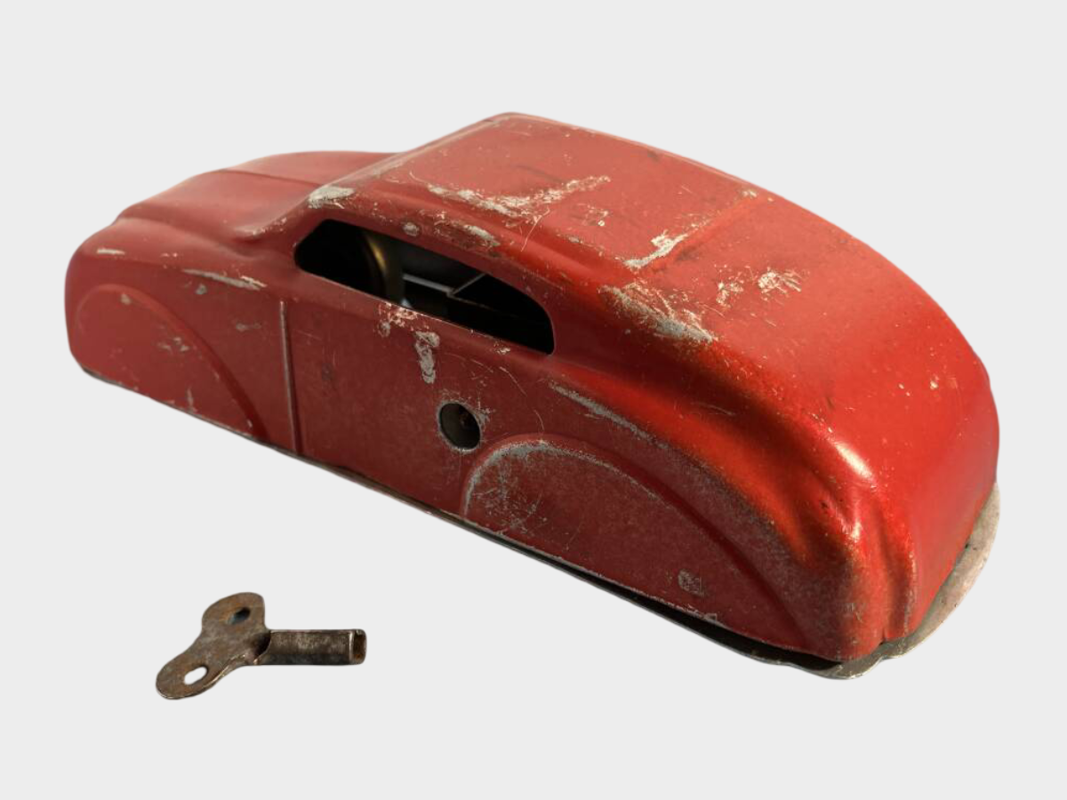 Unidentified French Tin Streamlined Model Car (Poss. SUPER-SPIRO) Pre-War / Early Post-War, Red Coachwork