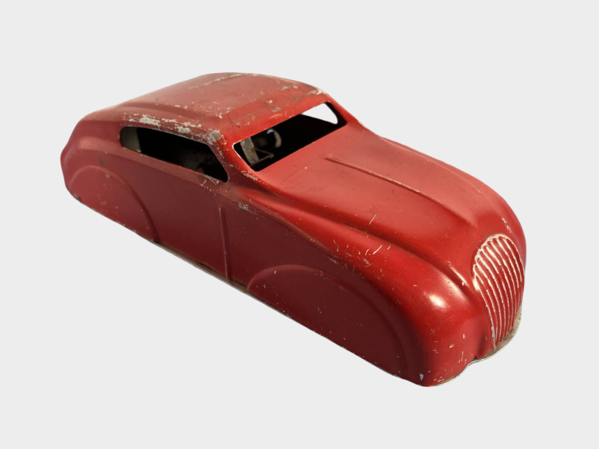Unidentified French Tin Streamlined Model Car (Poss. SUPER-SPIRO) Pre-War / Early Post-War, Red Coachwork