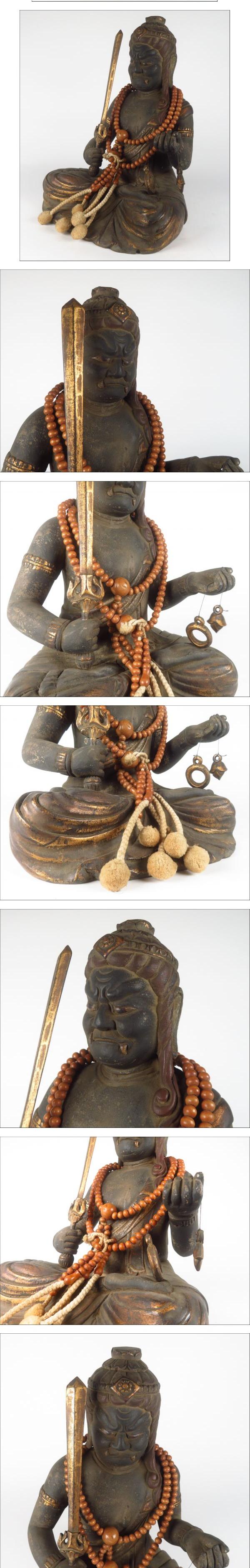 Fudō Myōō Polychrome Wooden Statue | Guardian Wisdom King Acala | Kyushu Temple Provenance | 64.5 cm