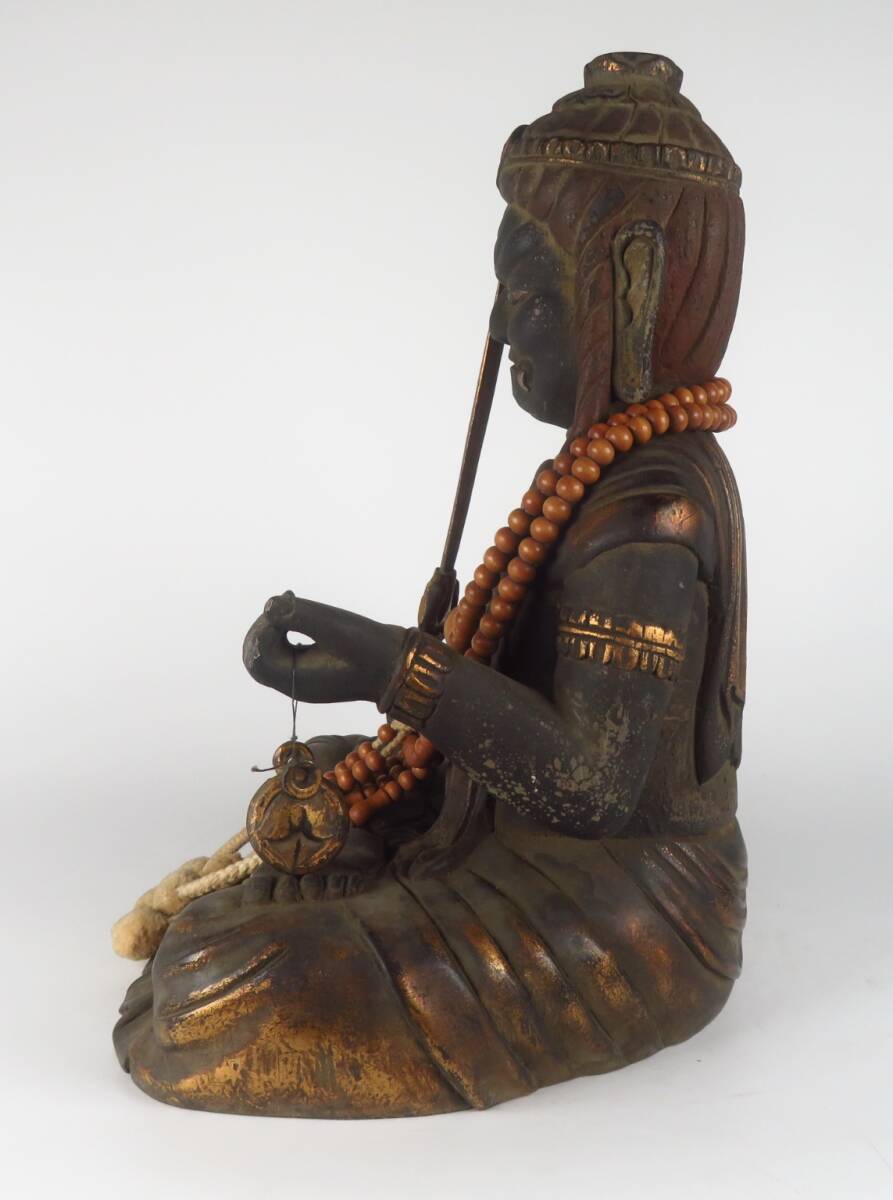 Fudō Myōō Polychrome Wooden Statue | Guardian Wisdom King Acala | Kyushu Temple Provenance | 64.5 cm