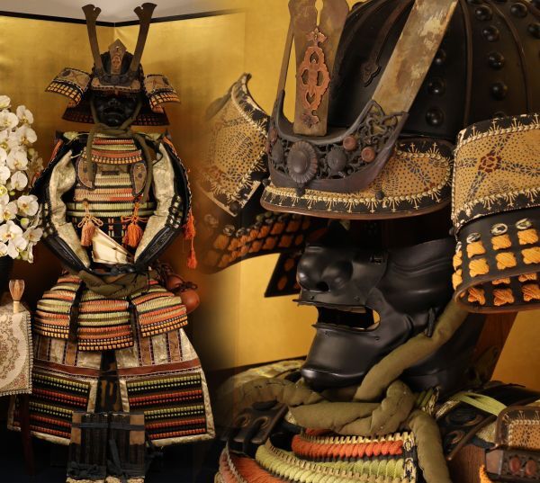 Full-Scale Samurai Armor Display (Kabuto & Gusoku Set) — Modern Japanese Armor, Menpo Mask, Helmet Stand Included