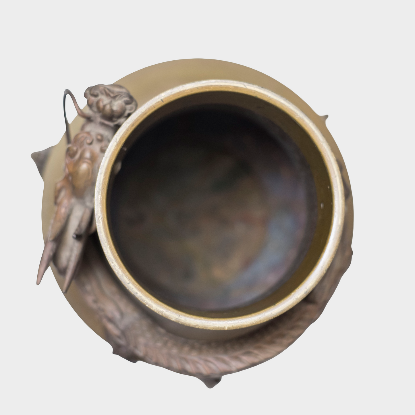 Japanese Bronze Usubata Ikebana Vessel with High-Relief Dragon | Edo–Meiji Period Sculptural Metalwork