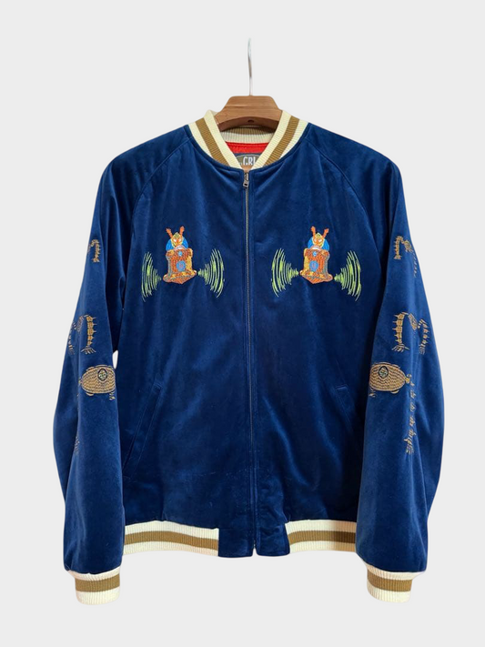 Official Studio Ghibli GBL Japan Castle in the Sky "Laputa" Sukajan L Navy Velvet Embroidered Jacket