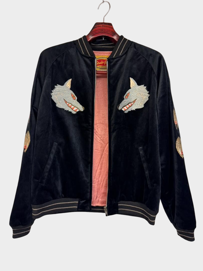 RARE Studio Ghibli Princess Mononoke Early Model Sukajan Shishi-gami Black Forest Spirit Embroidered Jacket