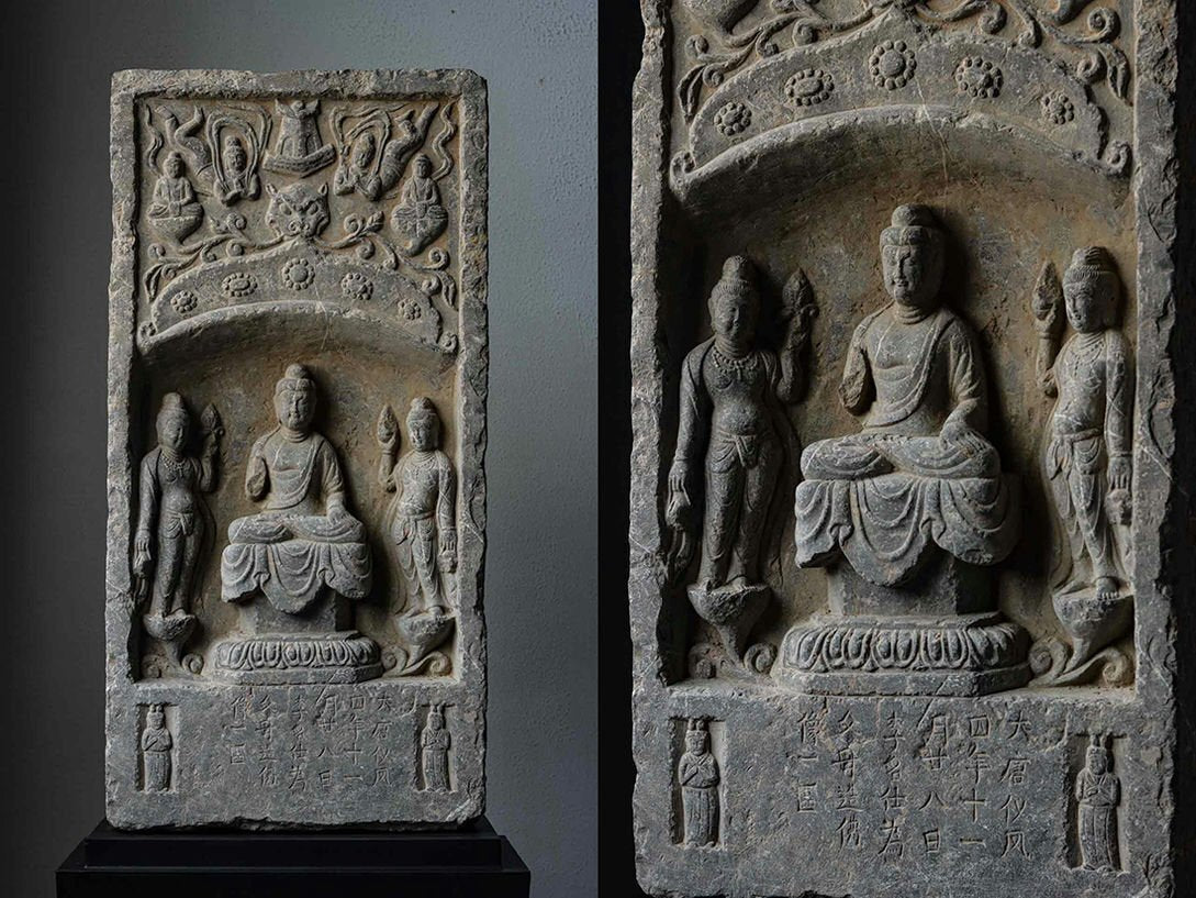 Gandhara Grey Schist Seated Bodhisattva Fragment with Draped Torso, Kushan-Era Style Stone Sculpture (Antique, 100+ Years)