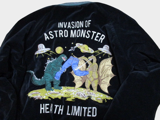 Godzilla × King Ghidorah Reversible Sukajan — Japanese Kaiju Souvenir Jacket, Size 42