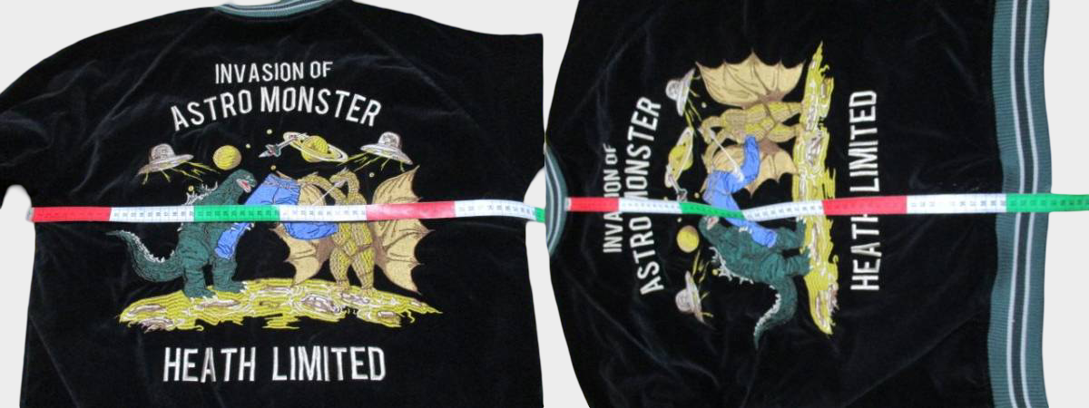 Godzilla × King Ghidorah Reversible Sukajan — Japanese Kaiju Souvenir Jacket, Size 42