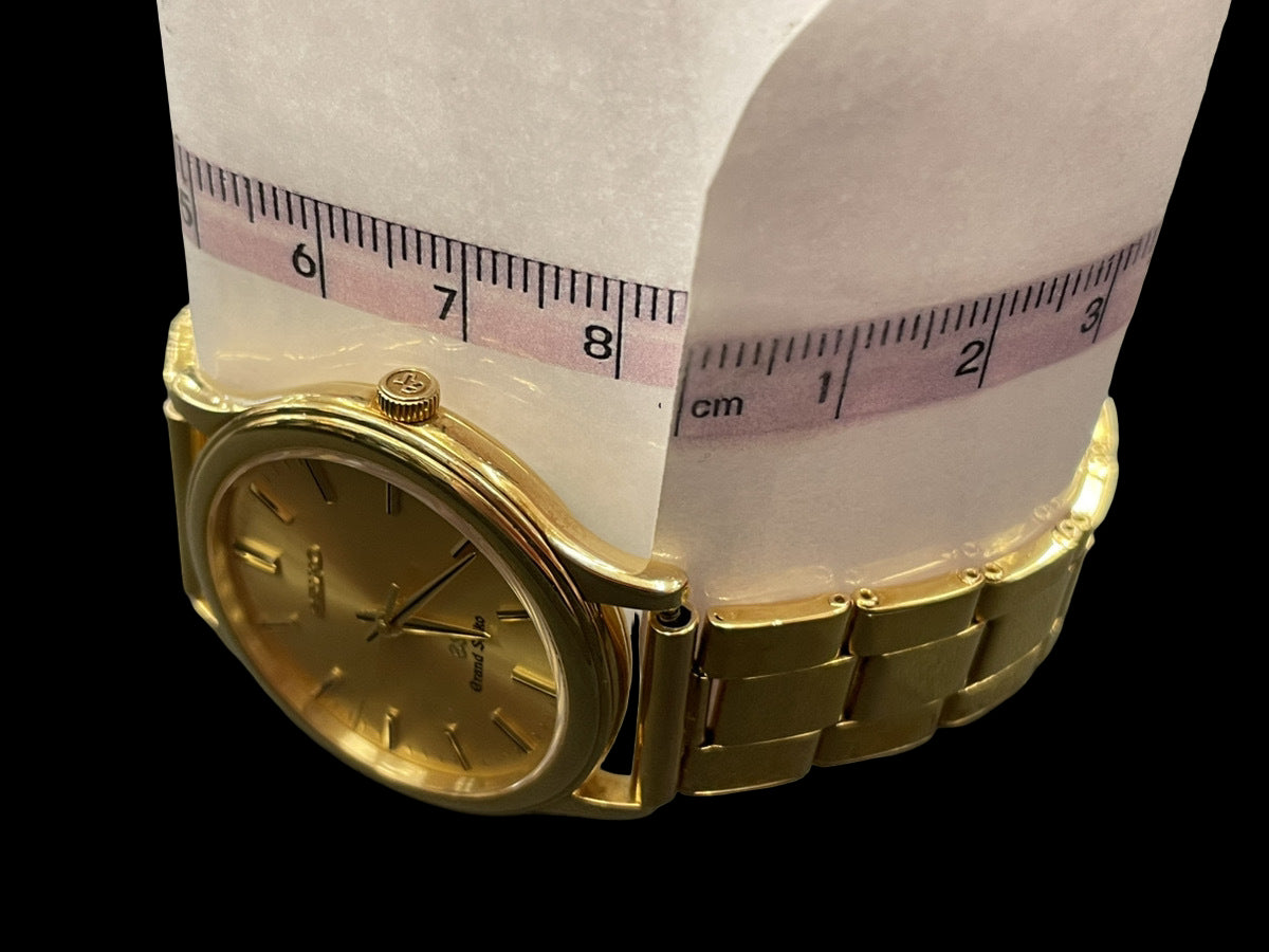 Grand Seiko 9581-7010 · 18K Solid Gold 78.3g · Quartz 35mm · Gold Dial Dress Watch · Vintage GS Rarity · Good Condition