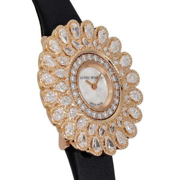 Harry Winston Marquise Time HJTQHM36RR001 – 18K Rose Gold Diamond MOP Dial Satin Strap Ladies Quartz Watch (Rare Collector Grade)