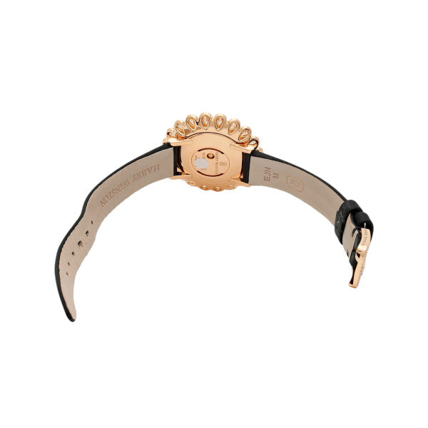 Harry Winston Marquise Time HJTQHM36RR001 – 18K Rose Gold Diamond MOP Dial Satin Strap Ladies Quartz Watch (Rare Collector Grade)