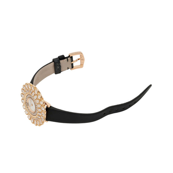 Harry Winston Marquise Time HJTQHM36RR001 – 18K Rose Gold Diamond MOP Dial Satin Strap Ladies Quartz Watch (Rare Collector Grade)